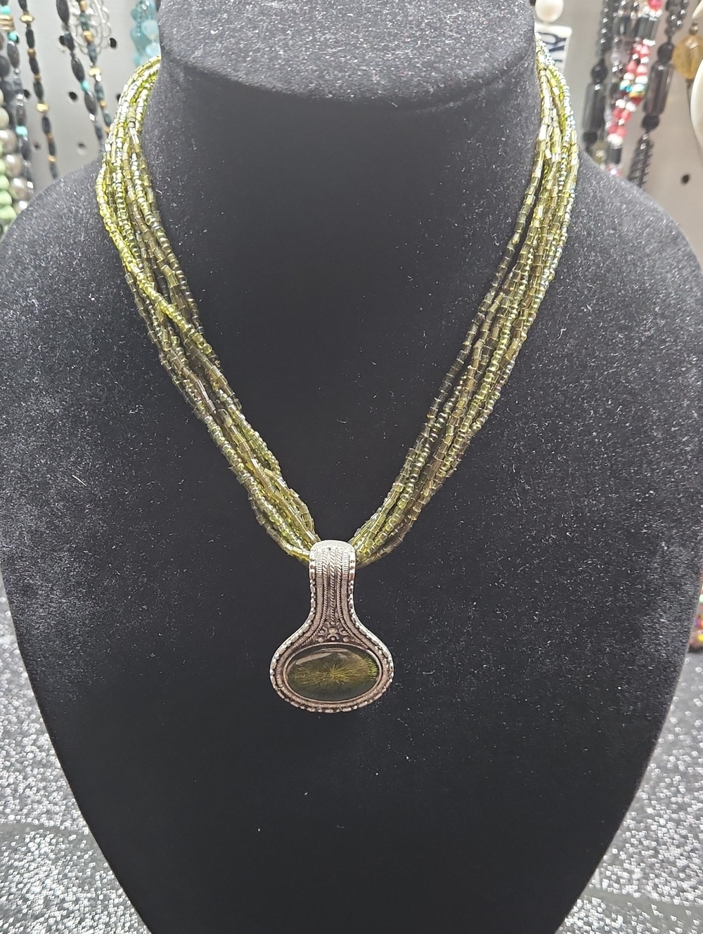 Green Seed Bead Necklace